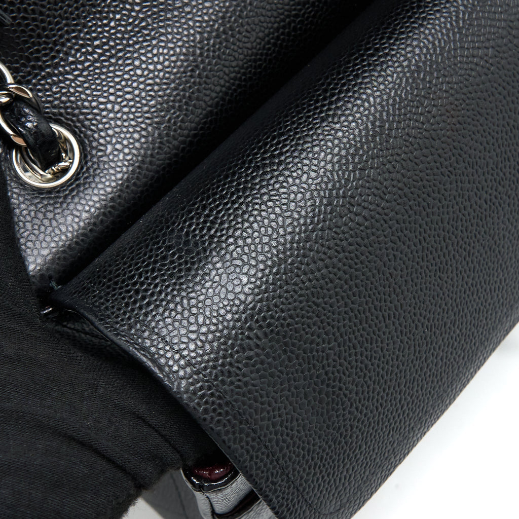 CHANEL JUMBO CLASSIC DOUBLE FLAP BAG CAVIAR BLACK SHW