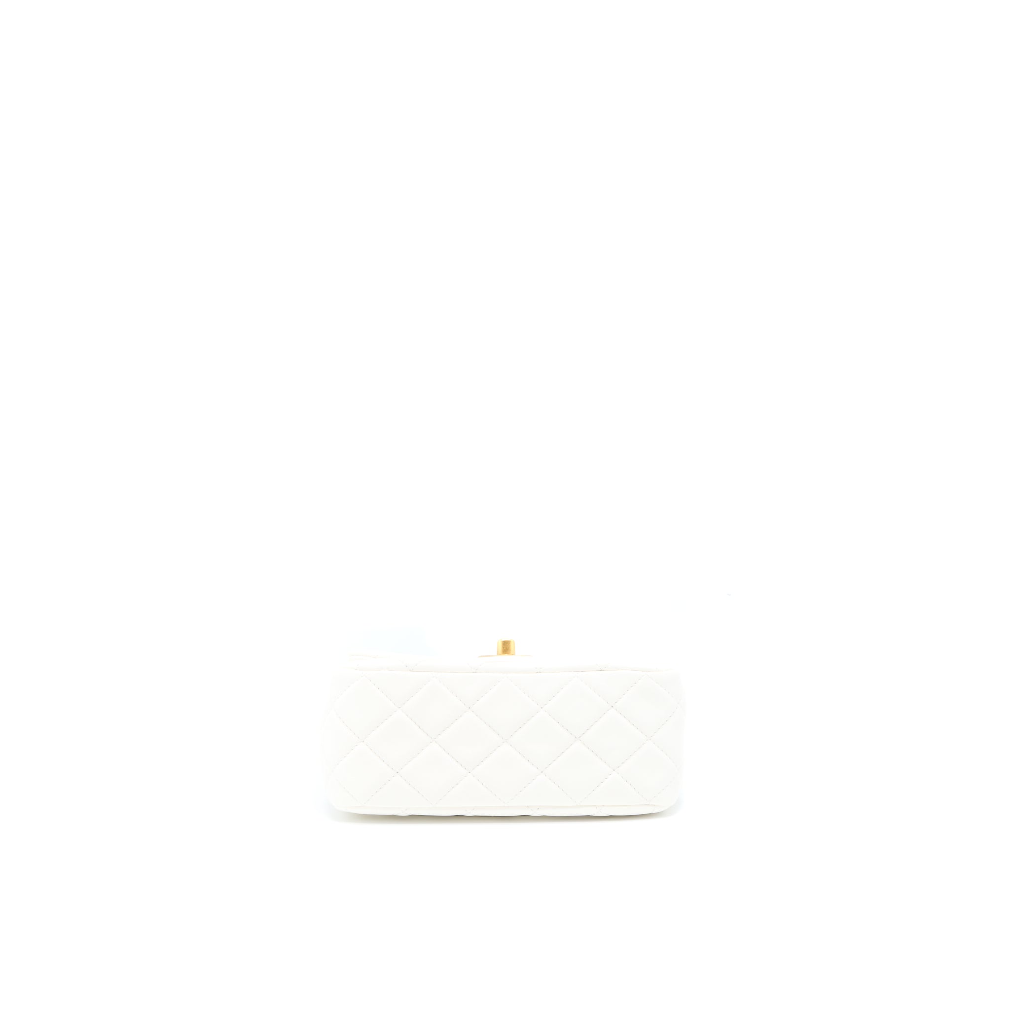 CHANEL PEARL CRUSH MINI SQUARE LAMBSKIN WHITE BRUSHED GHW (MICROCHIP)