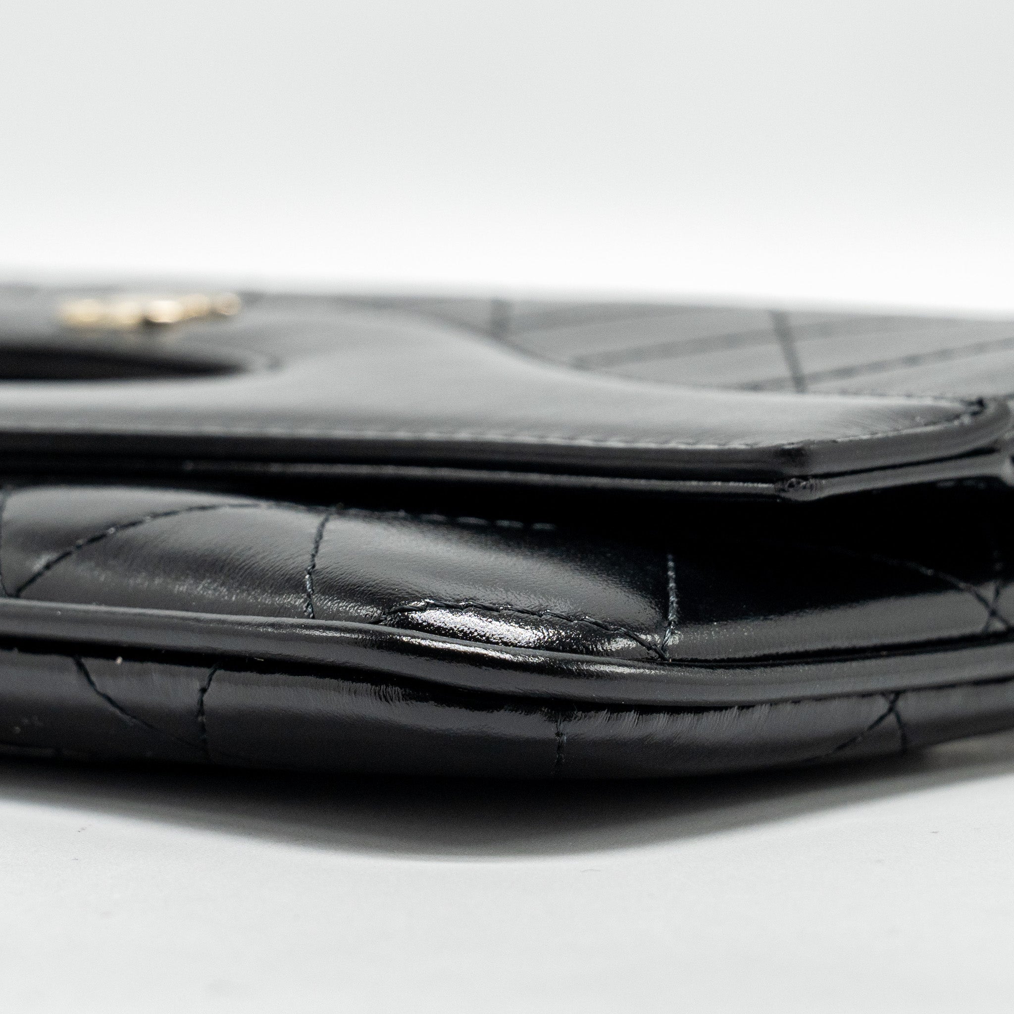 CHANEL 31 WALLET ON CHAIN SHINY CALFSKIN BLACK LGHW (MICROCHIP)