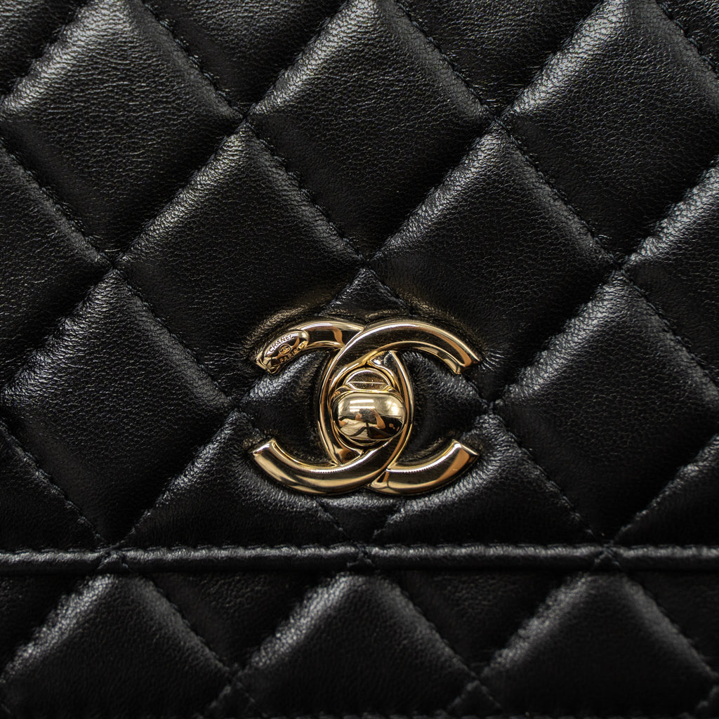 CHANEL MINI TRENDY CC WALLET ON CHAIN LAMBSKIN BLACK LGHW (MICROCHIP)