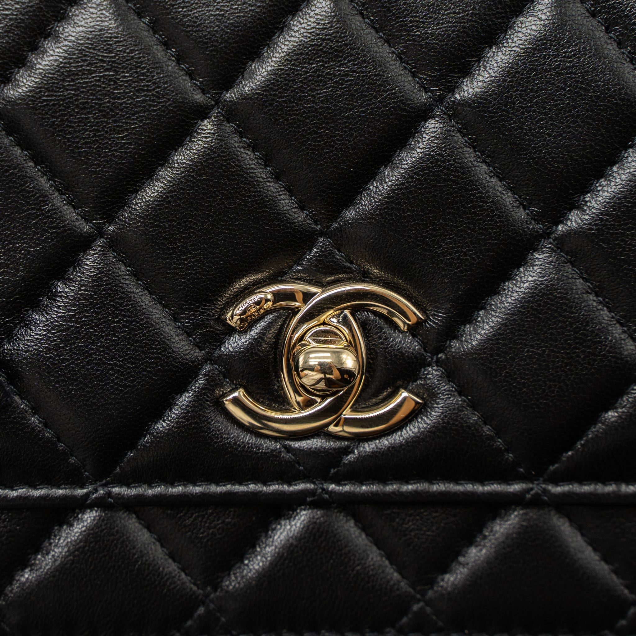CHANEL MINI TRENDY CC WALLET ON CHAIN LAMBSKIN BLACK LGHW (MICROCHIP)