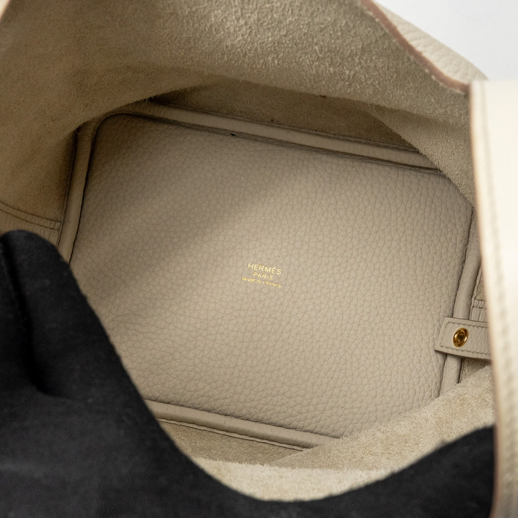 HERMES PICOTIN 18 LOCK BAG OSTRICH TOUCH/CLEMENCE BETON GHW