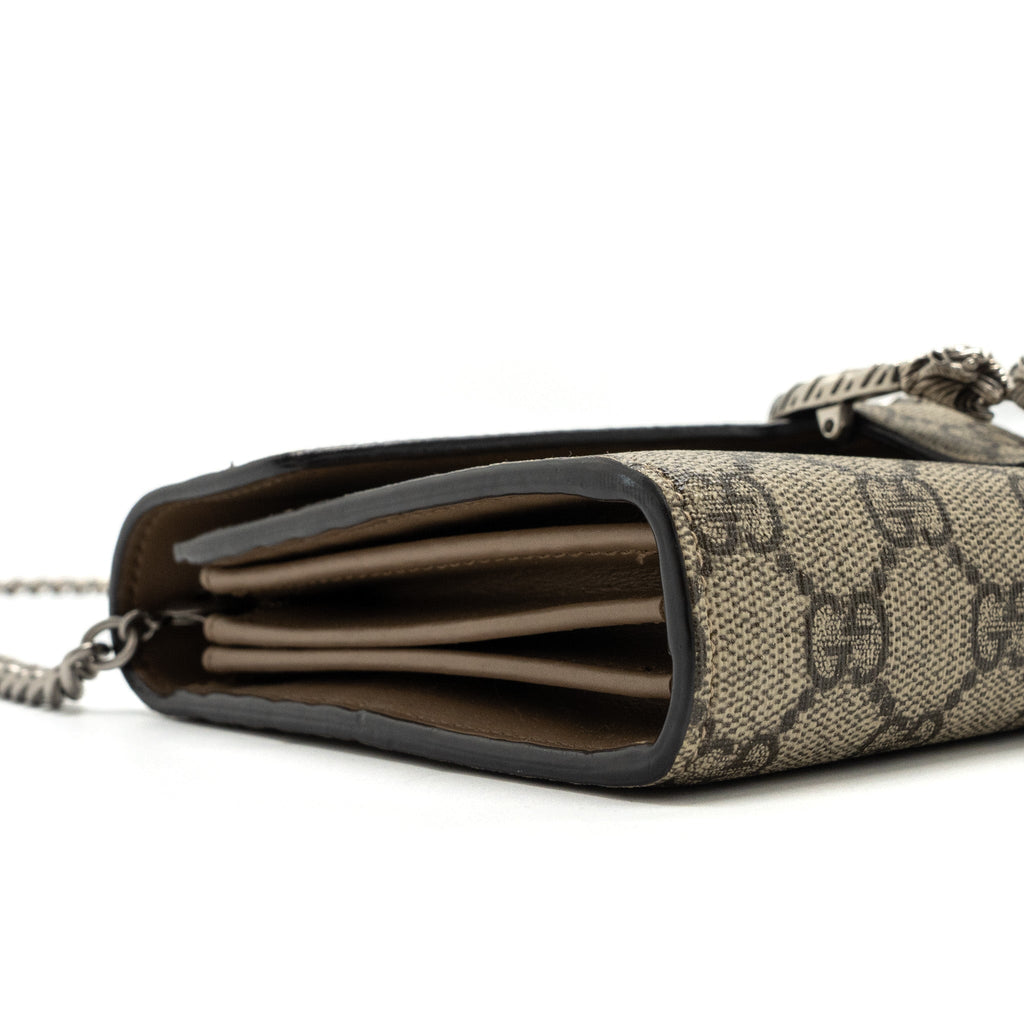GUCCI DIONYSUS WALLET ON CHAIN GG SUPREME CANVAS/ LEATHER BEIGE/ EBONY SHW