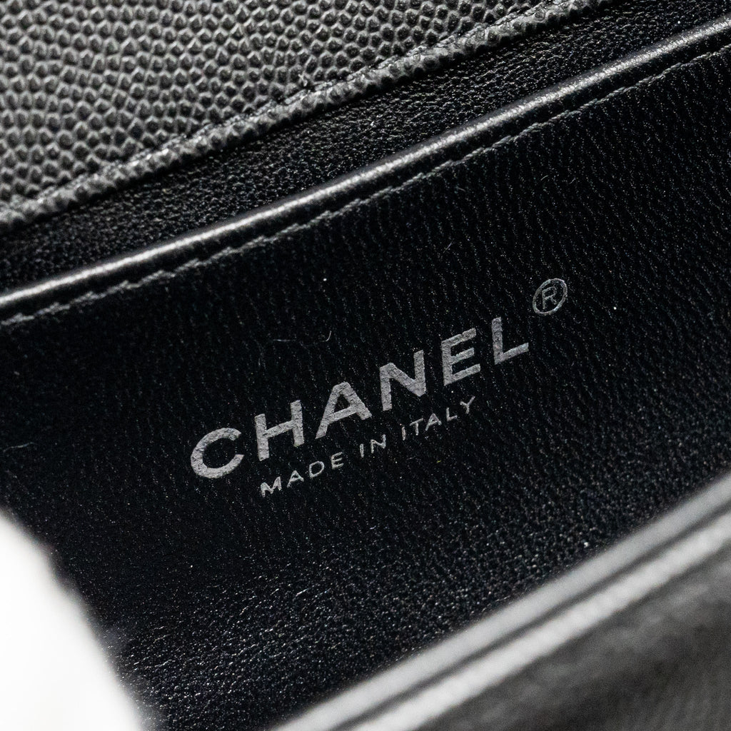 CHANEL SMALL BOY BAG CAVIAR BLACK RUTHENIUM SHW (MICROCHIP)