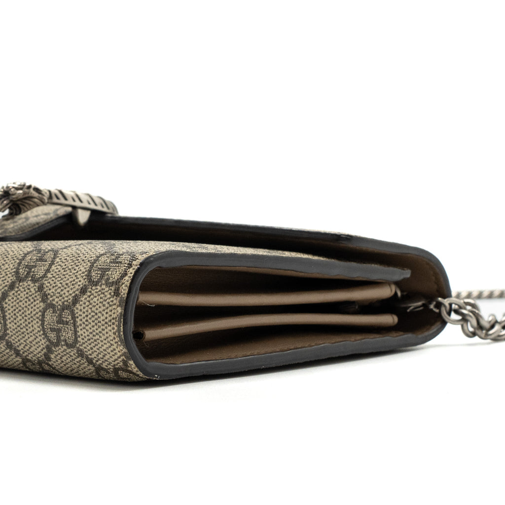 GUCCI DIONYSUS WALLET ON CHAIN GG SUPREME CANVAS/ LEATHER BEIGE/ EBONY SHW
