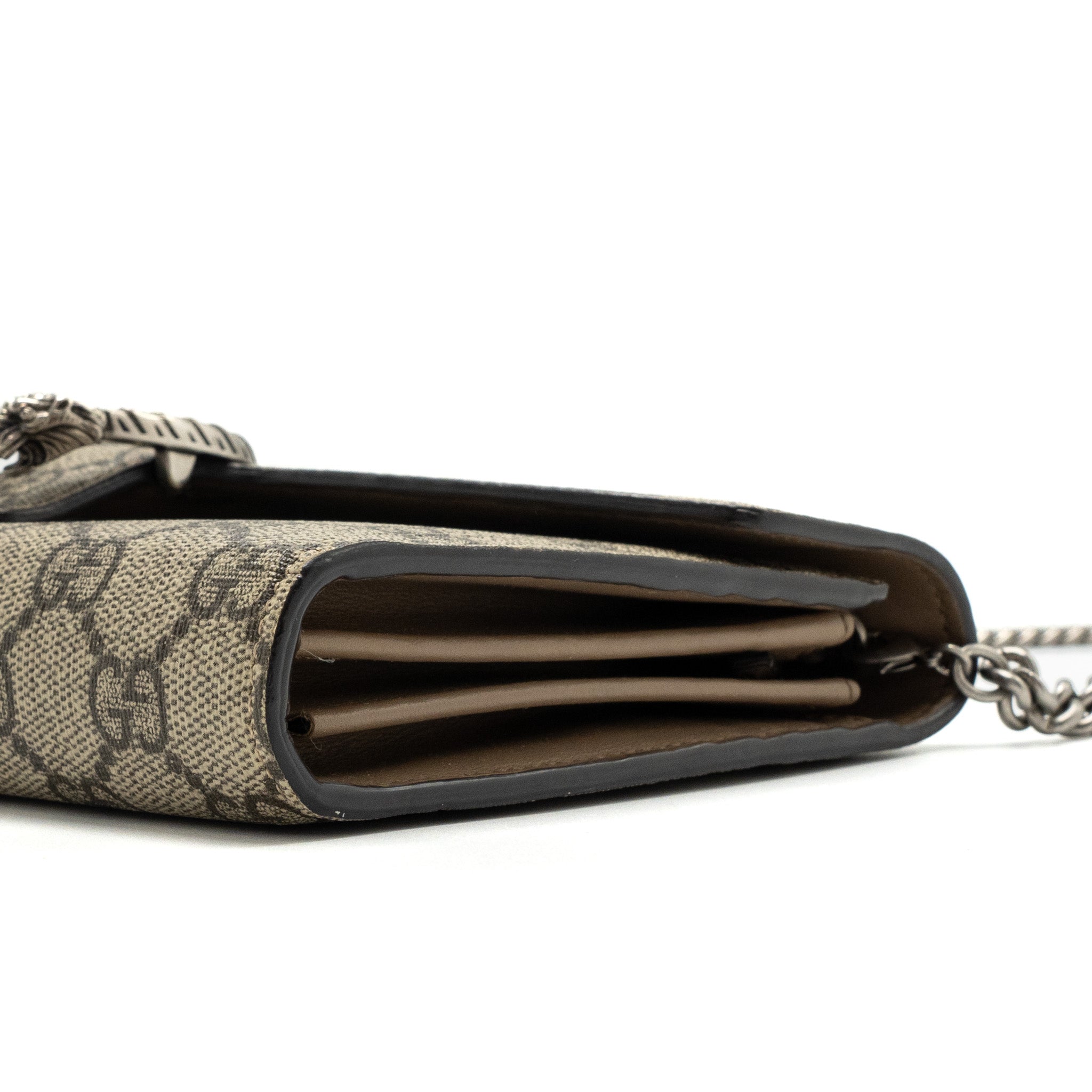 GUCCI DIONYSUS WALLET ON CHAIN GG SUPREME CANVAS/ LEATHER BEIGE/ EBONY SHW