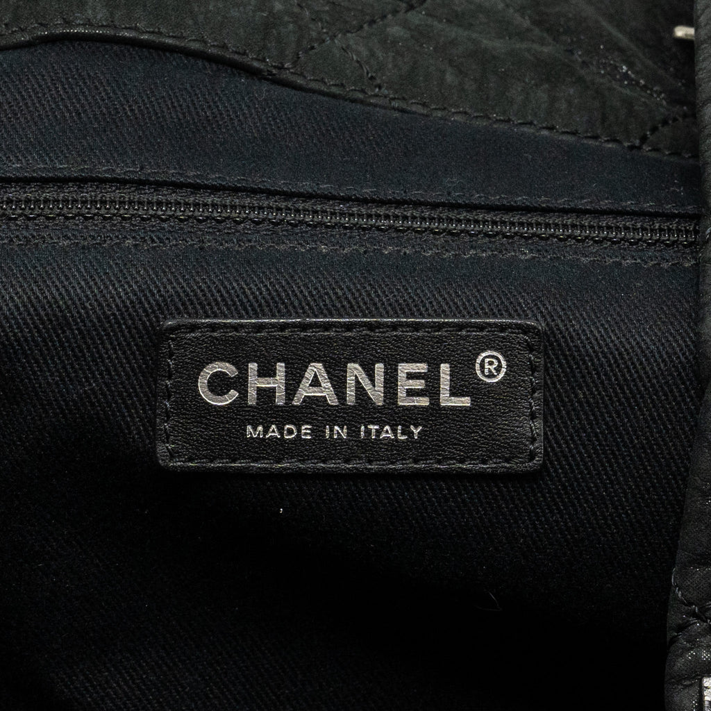 CHANEL LARGE QUILTED SHOULDER BAG CALFSKIN BLACK SHW