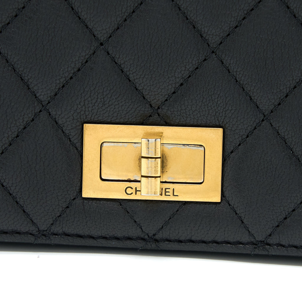 CHANEL RITA TOP HANDLE FLAP BAG GRAINED GOATSKIN BLACK BRUSHED GHW