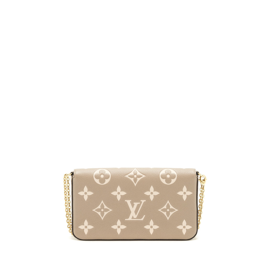 LOUIS VUITTON FELICIE POCHETTE TOURTERELLE/CREME GHW