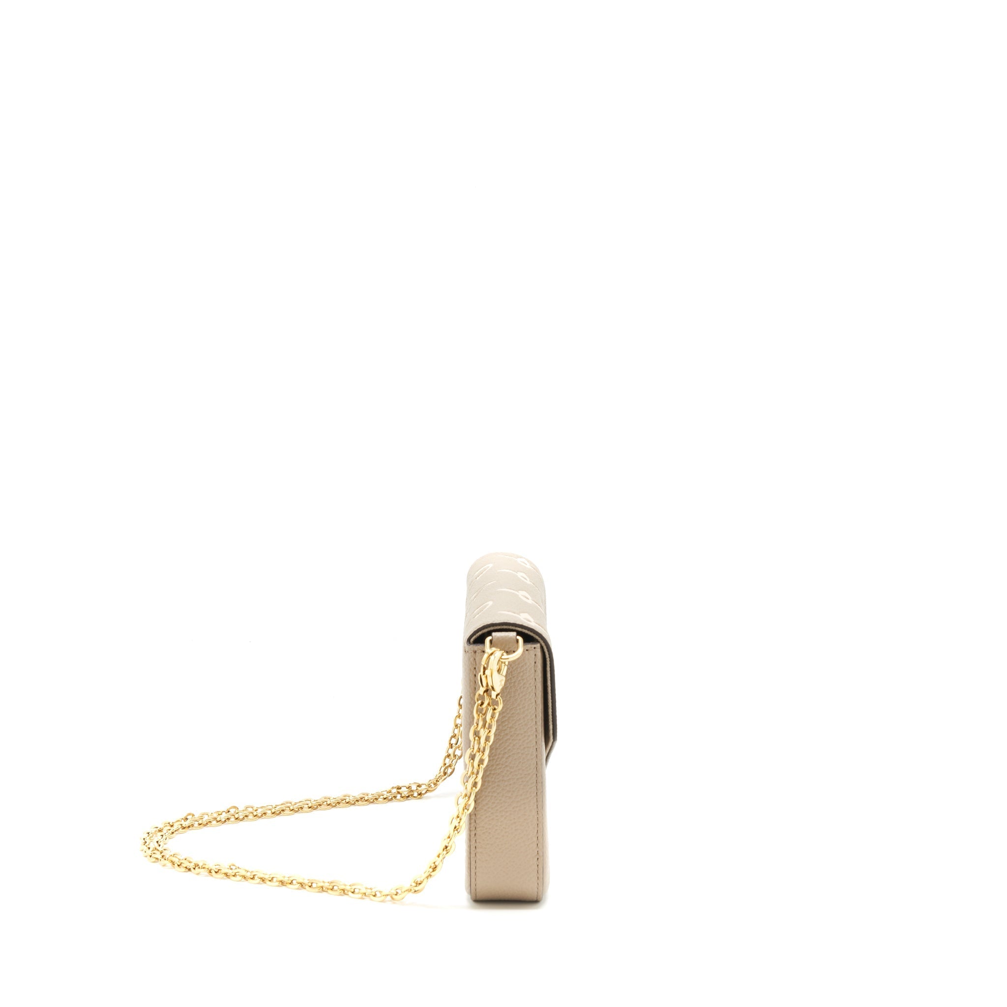 LOUIS VUITTON FELICIE POCHETTE TOURTERELLE/CREME GHW