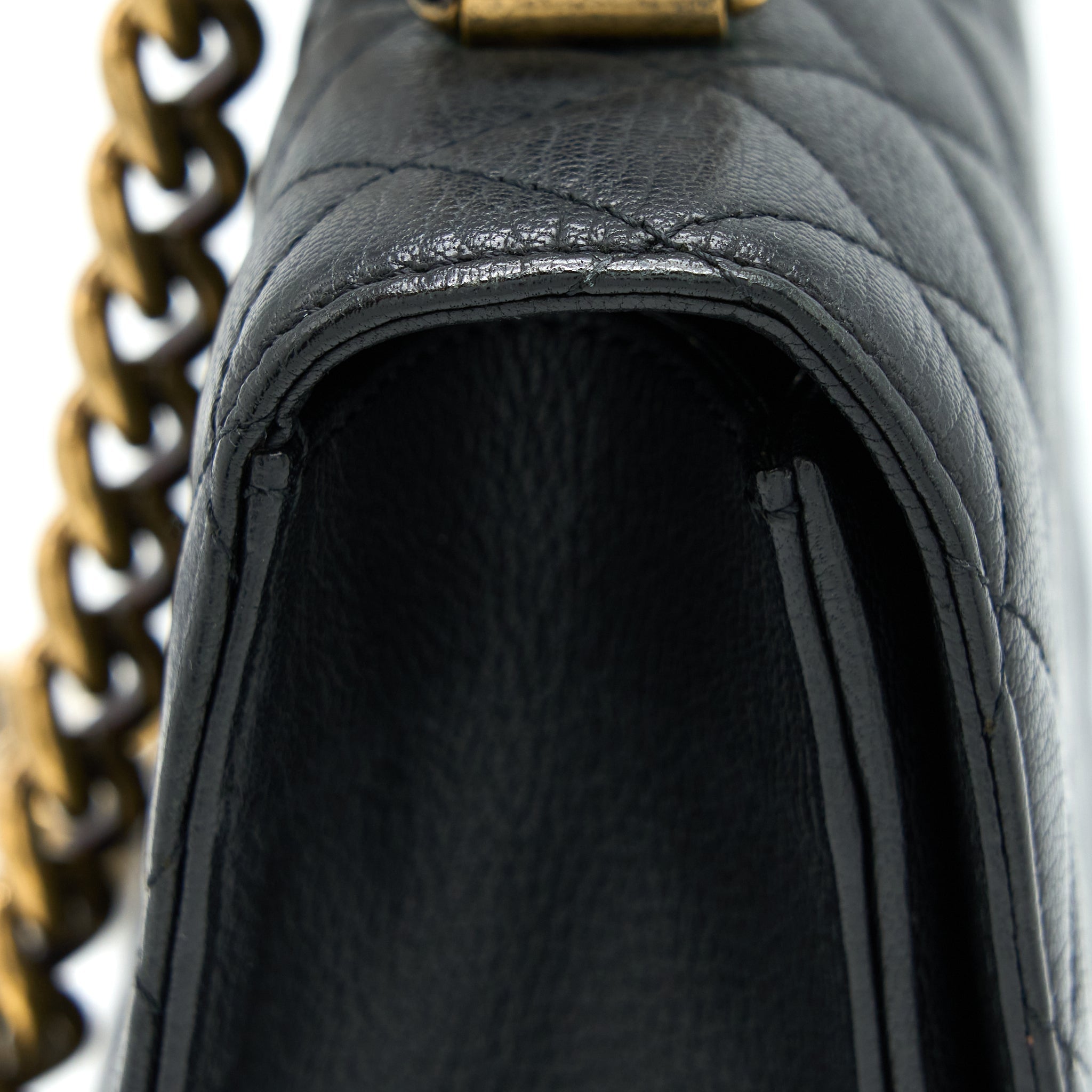 CHANEL RITA TOP HANDLE FLAP BAG GRAINED GOATSKIN BLACK BRUSHED GHW