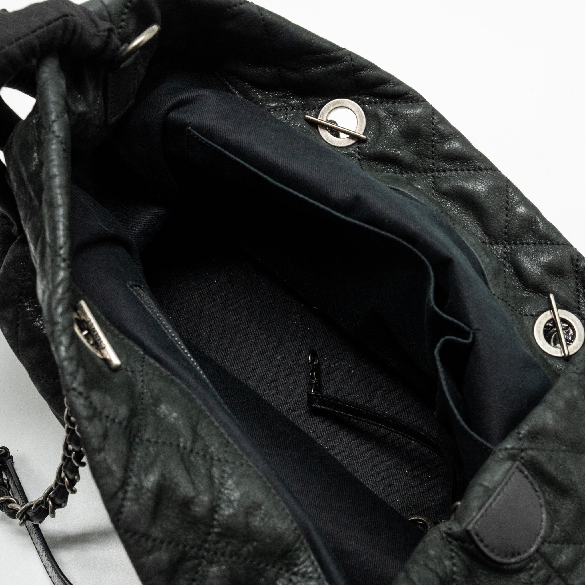 CHANEL LARGE QUILTED SHOULDER BAG CALFSKIN BLACK SHW