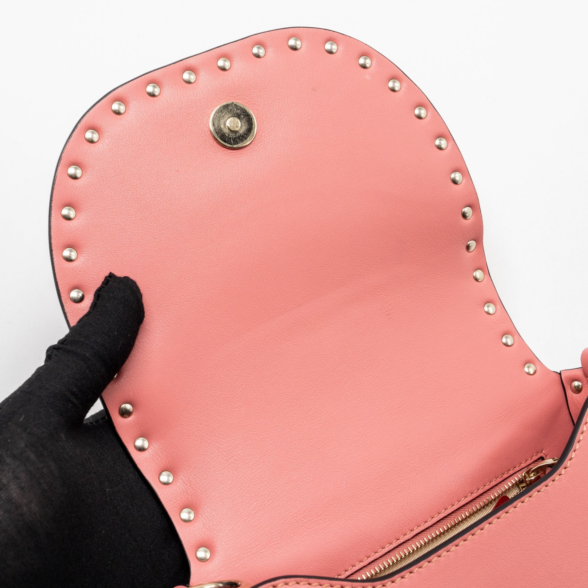 VALENTINO HALF MOON FLAP BAG CALFSKIN PINK LGHW