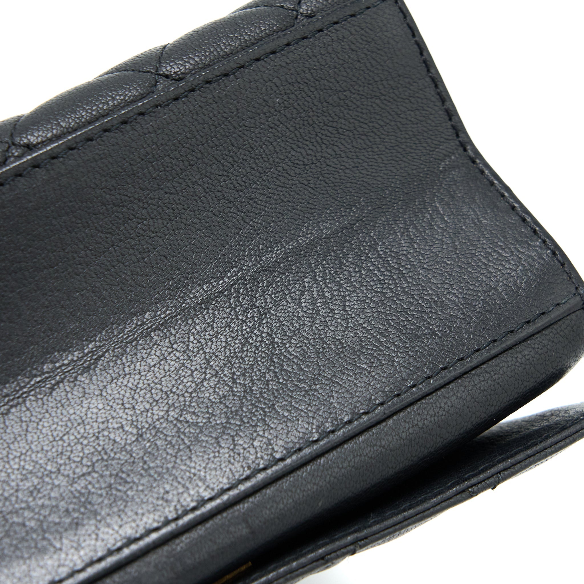 CHANEL RITA TOP HANDLE FLAP BAG GRAINED GOATSKIN BLACK BRUSHED GHW