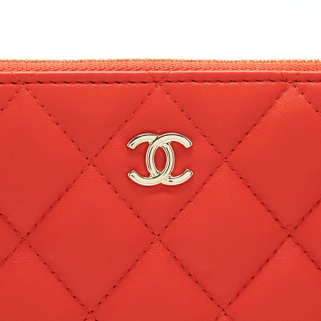 CHANEL HABANA O CASE POUCH LAMBSKIN RED GHW