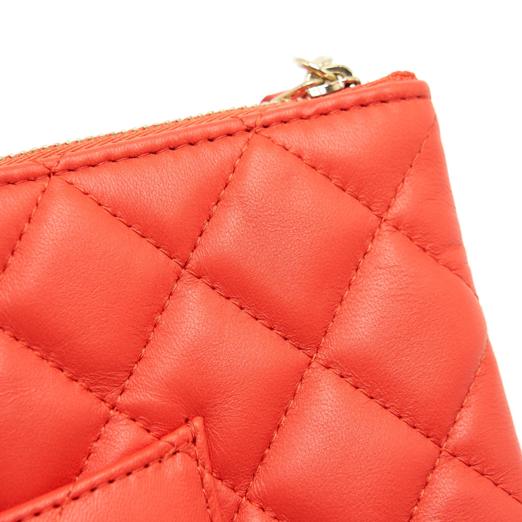 CHANEL HABANA O CASE POUCH LAMBSKIN RED GHW
