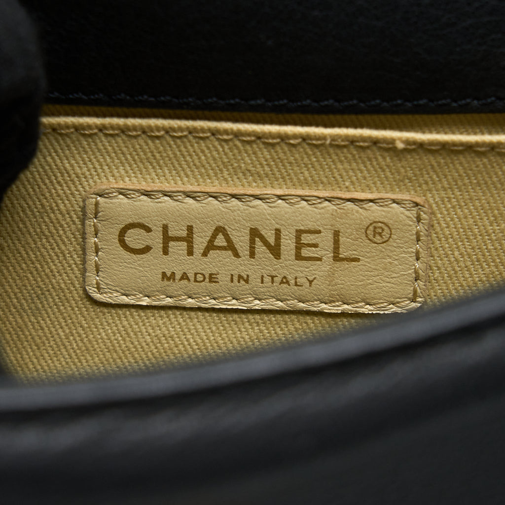 CHANEL RITA TOP HANDLE FLAP BAG GRAINED GOATSKIN BLACK BRUSHED GHW