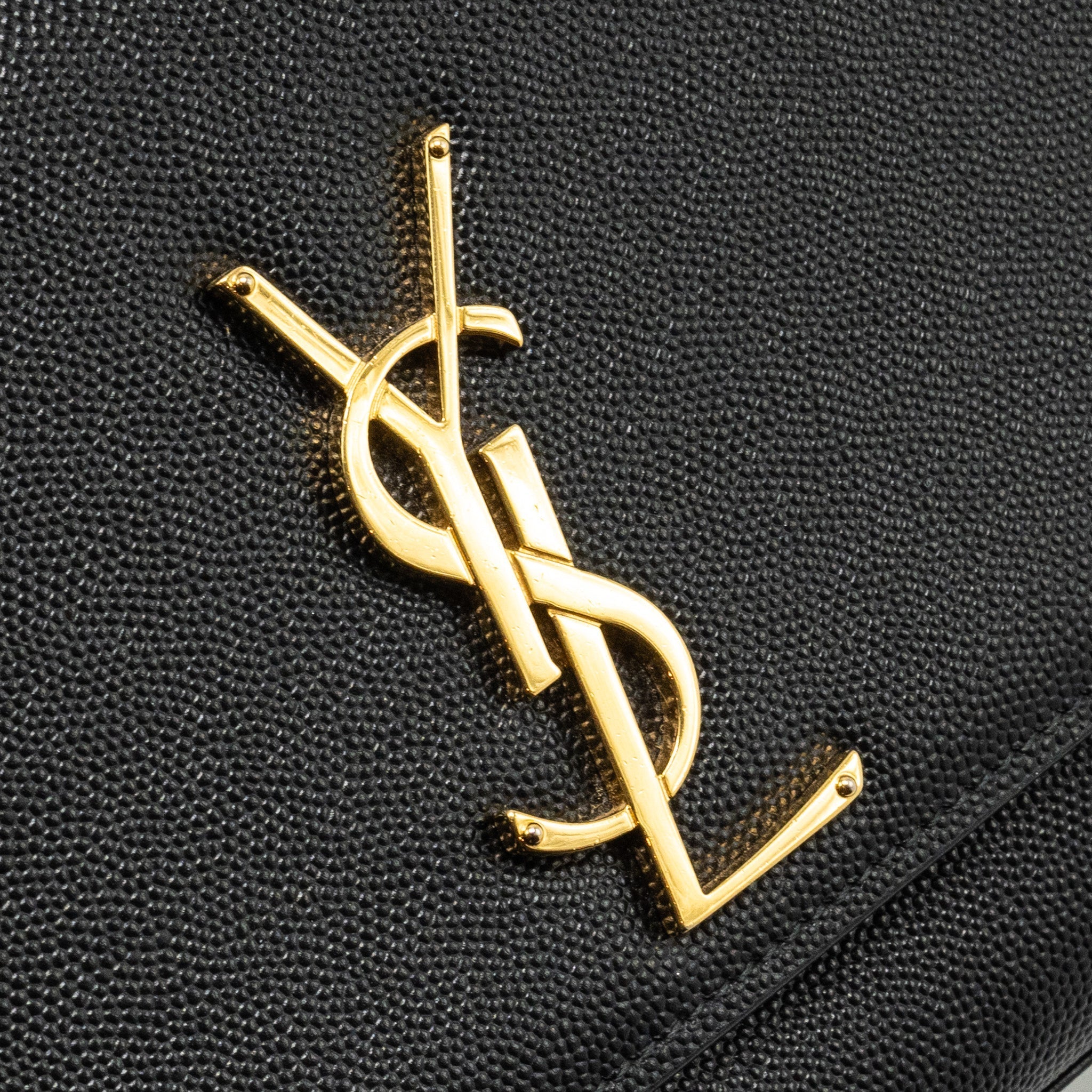 SAINT LAURENT/YSL MEDIUM KATE BAG GRAINED CALFSKIN BLACK GHW
