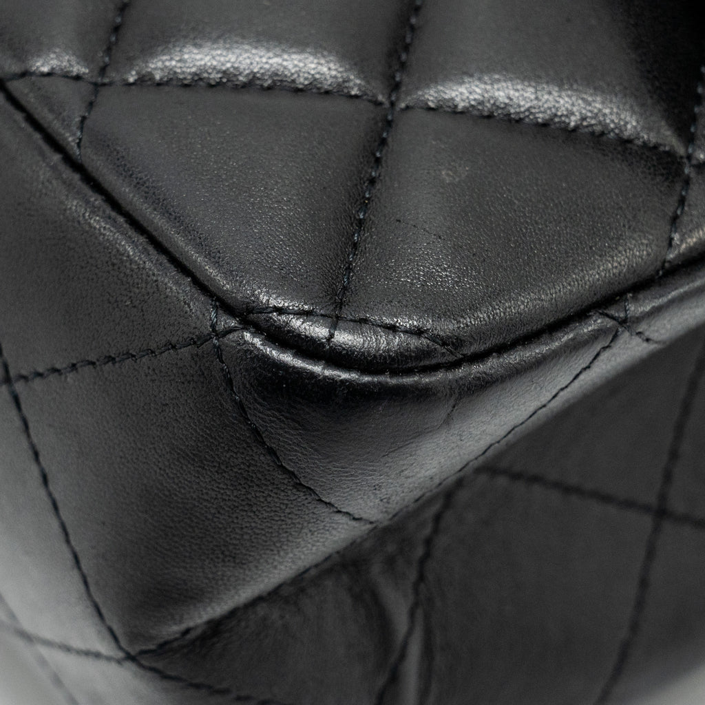 CHANEL JUMBO CLASSIC SINGLE FLAP BAG LAMBSKIN BLACK SHW