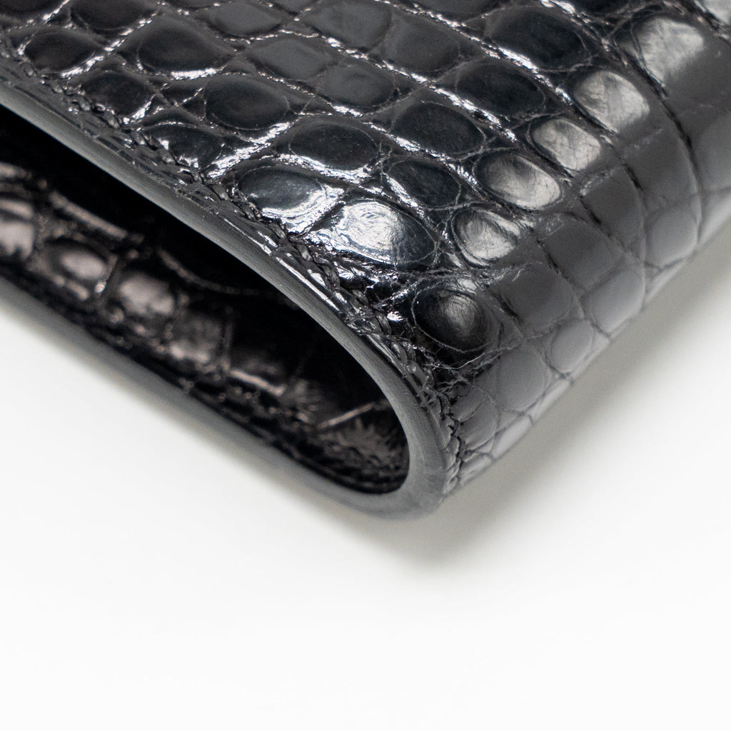 HERMES CONSTANCE TO GO ALLIGATOR MISSISSIPPIENSIS BLACK WITH BLACK HARDWARE