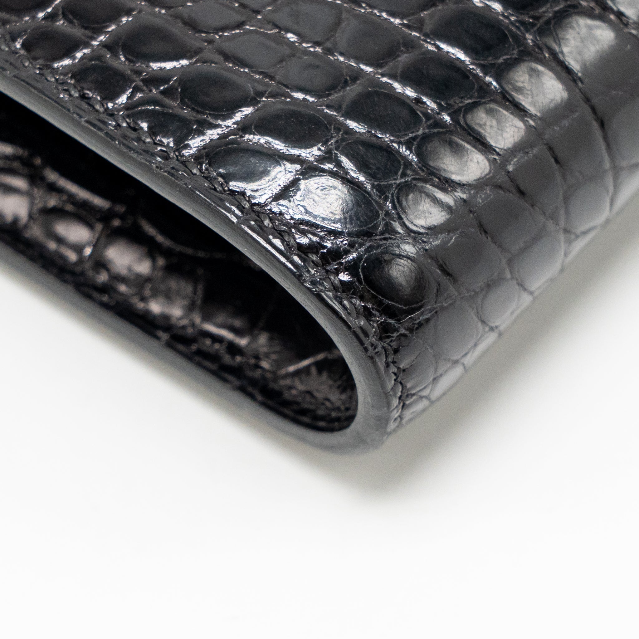 HERMES CONSTANCE TO GO ALLIGATOR MISSISSIPPIENSIS BLACK WITH BLACK HARDWARE
