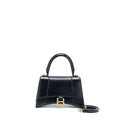 BALENCIAGA HOURGLASS SMALL HANDBAG BOX CALFSKIN BLACK GHW