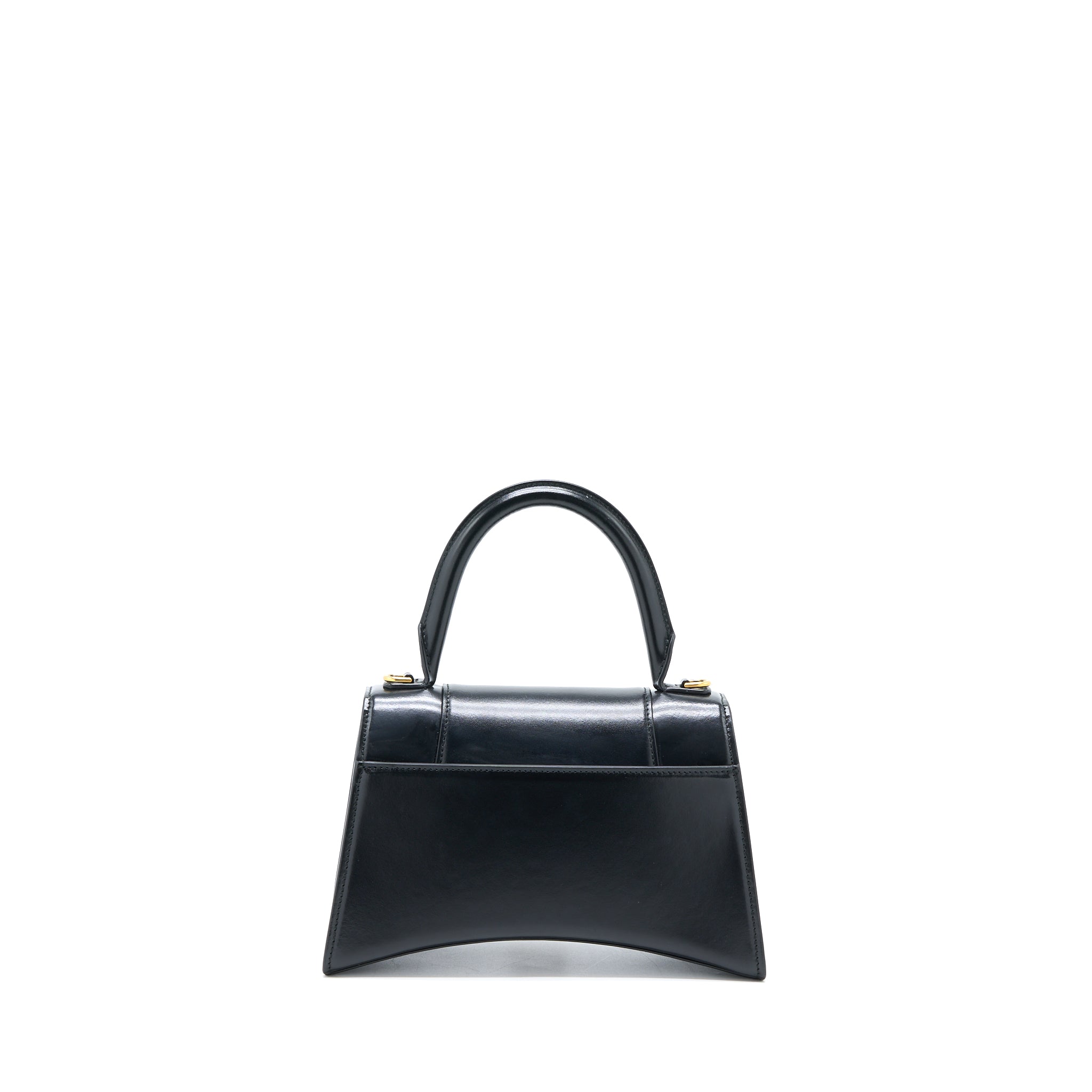 BALENCIAGA HOURGLASS SMALL HANDBAG BOX CALFSKIN BLACK GHW