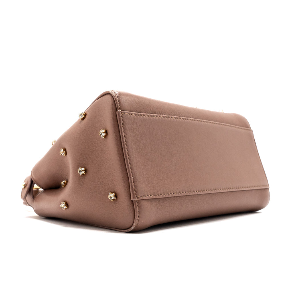 FENDI MINI PEEKABOO STAR CRYSTAL LAMBSKIN DARK PINK GHW