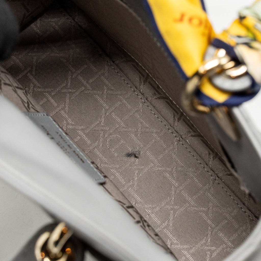 DIOR SMALL LADY DIOR MY ABCDIOR BAG CANNAGE LAMBSKIN GREY LGHW