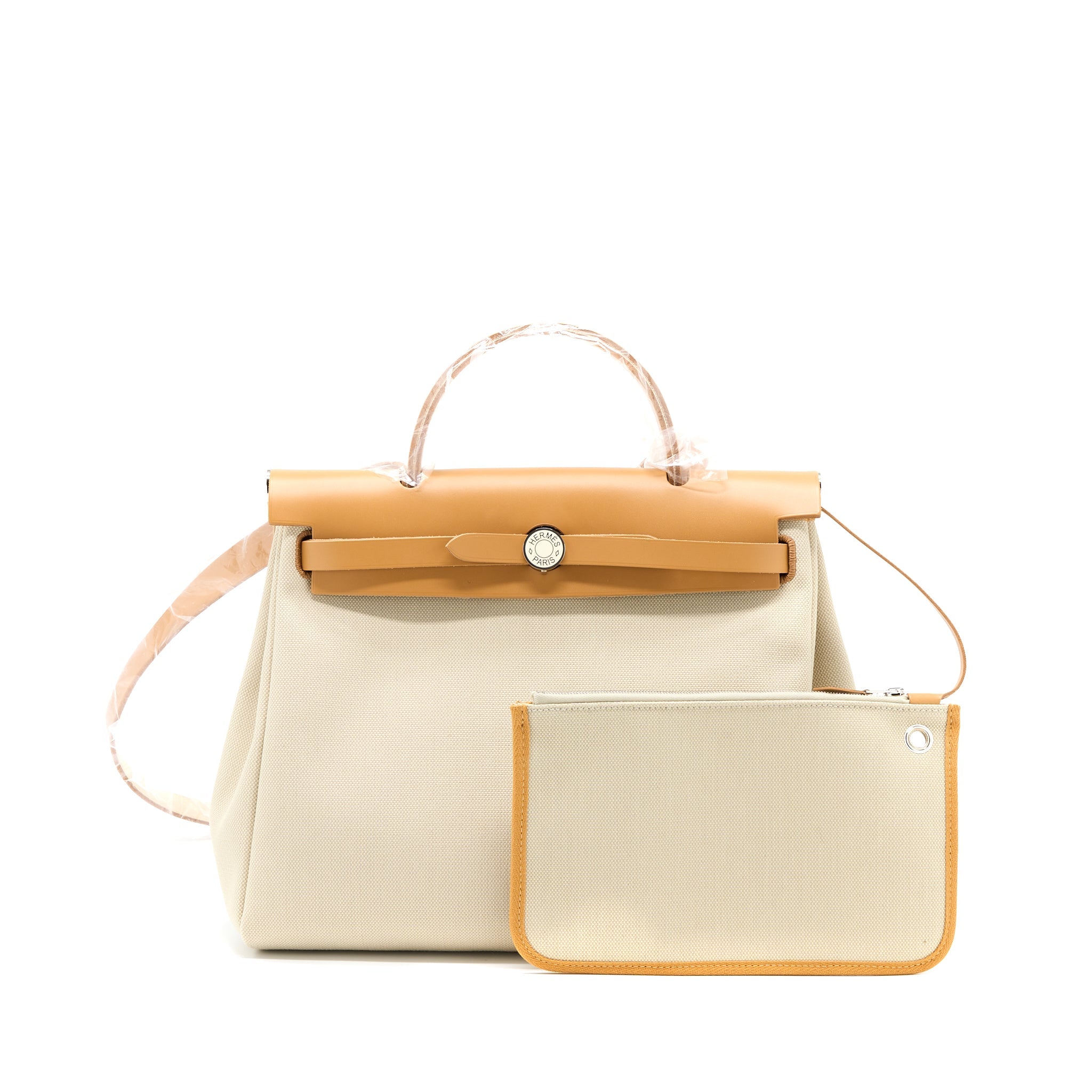 HERMES HERBAG ZIP 31 BAG CANVAS BRETON/NATURAL SABLE/NATA SHW