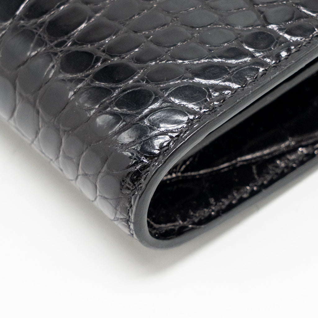 HERMES CONSTANCE TO GO ALLIGATOR MISSISSIPPIENSIS BLACK WITH BLACK HARDWARE