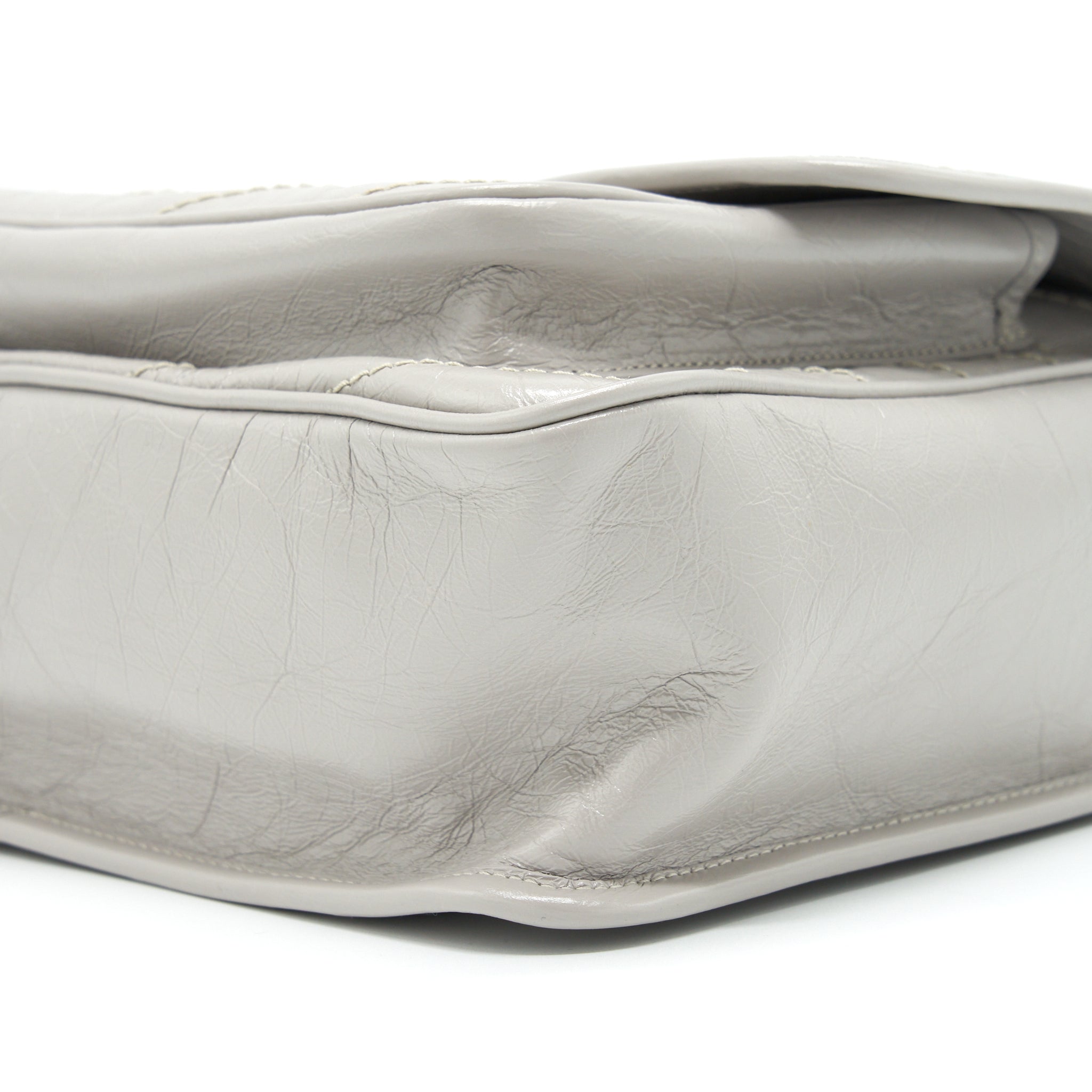 SAINT LAURENT MEDIUM NIKI BAG CALFSKIN LIGHT GREY WITH RUTHENIUM HARDWARE