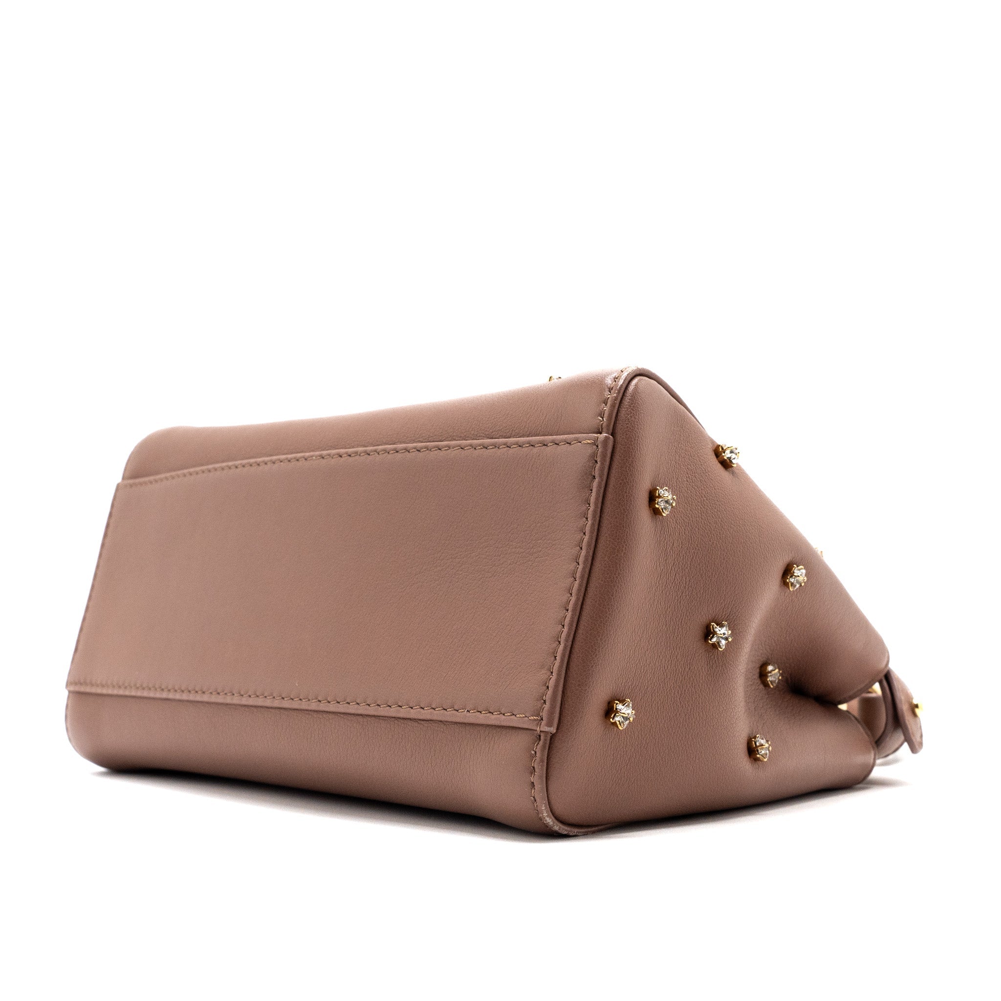 FENDI MINI PEEKABOO STAR CRYSTAL LAMBSKIN DARK PINK GHW