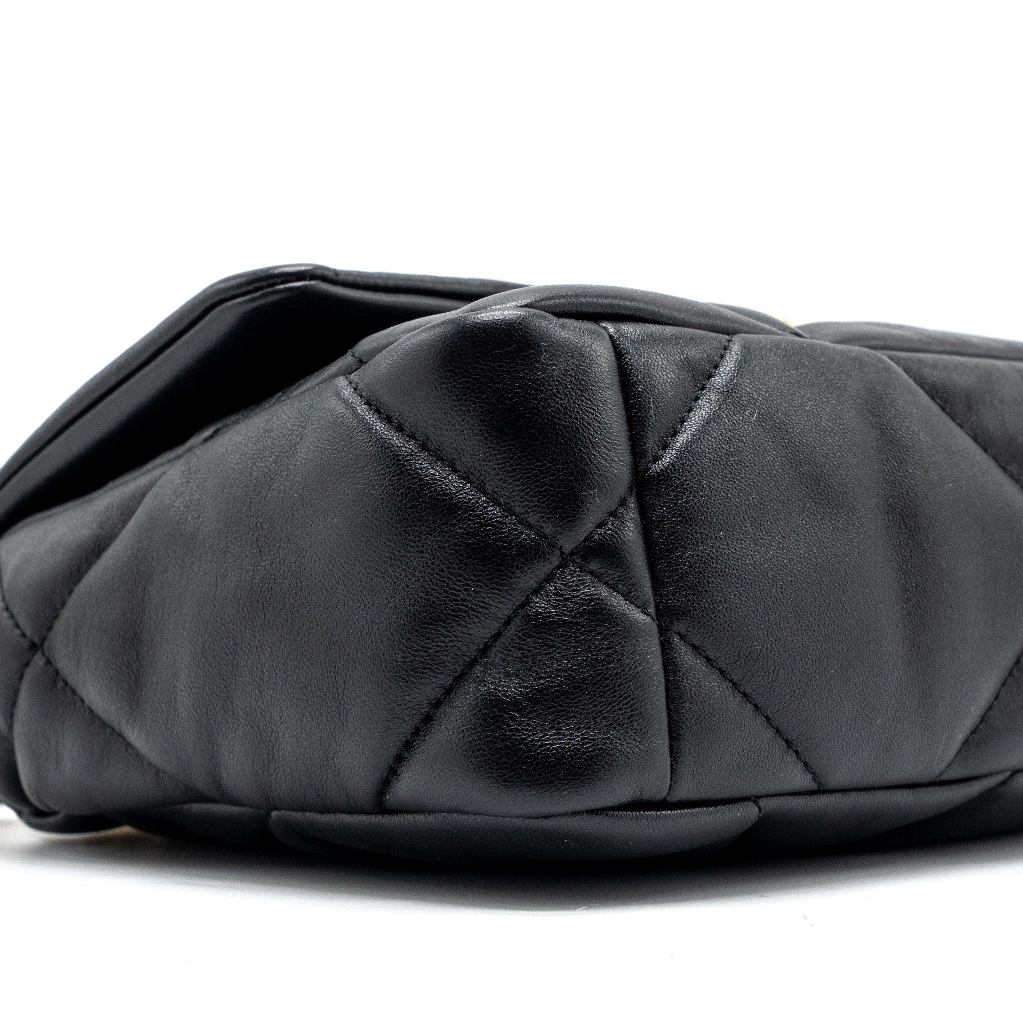CHANEL SMALL 19 BAG LAMBSKIN BLACK MULTICOLOUR HARDWARE (MICROCHIP)