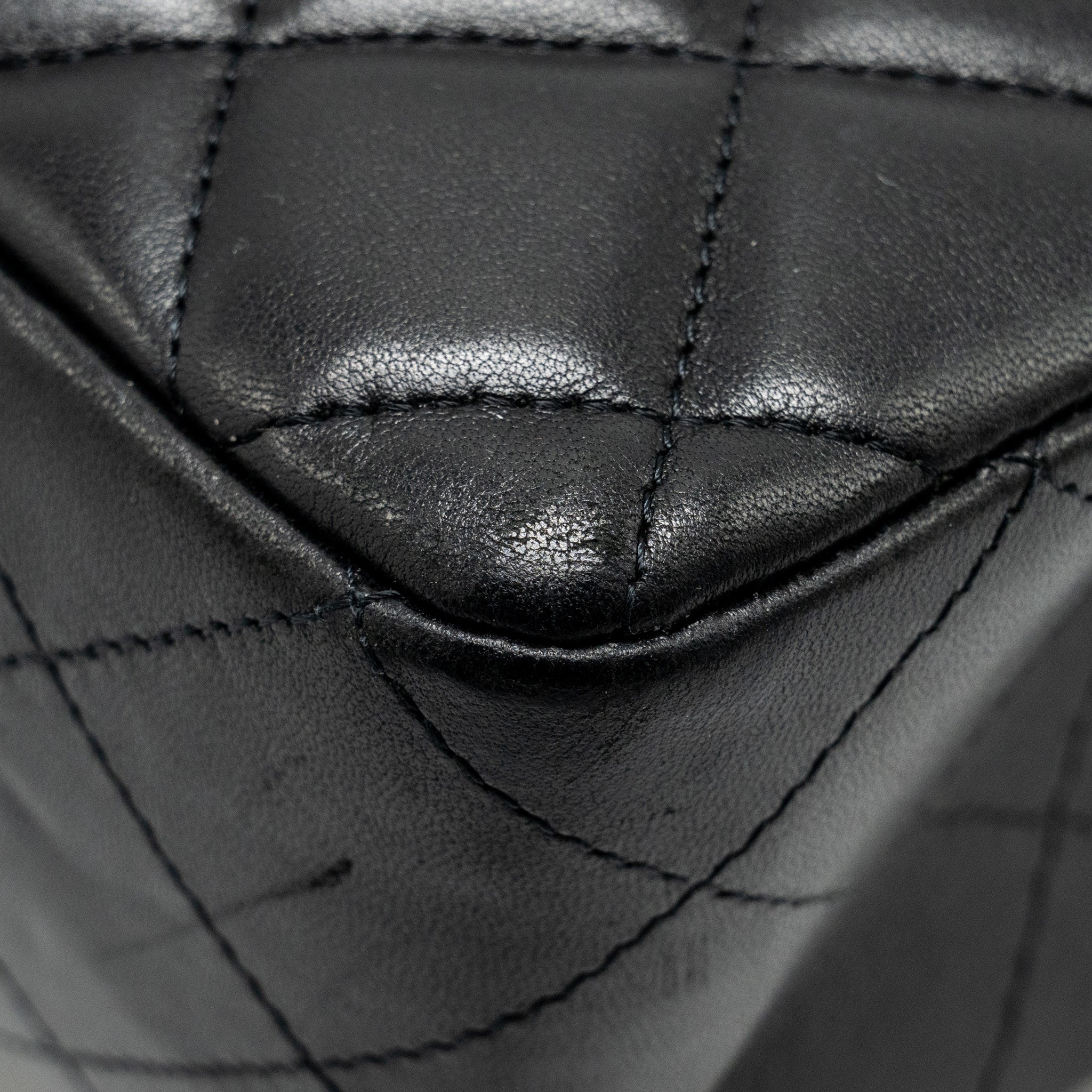CHANEL JUMBO CLASSIC SINGLE FLAP BAG LAMBSKIN BLACK SHW