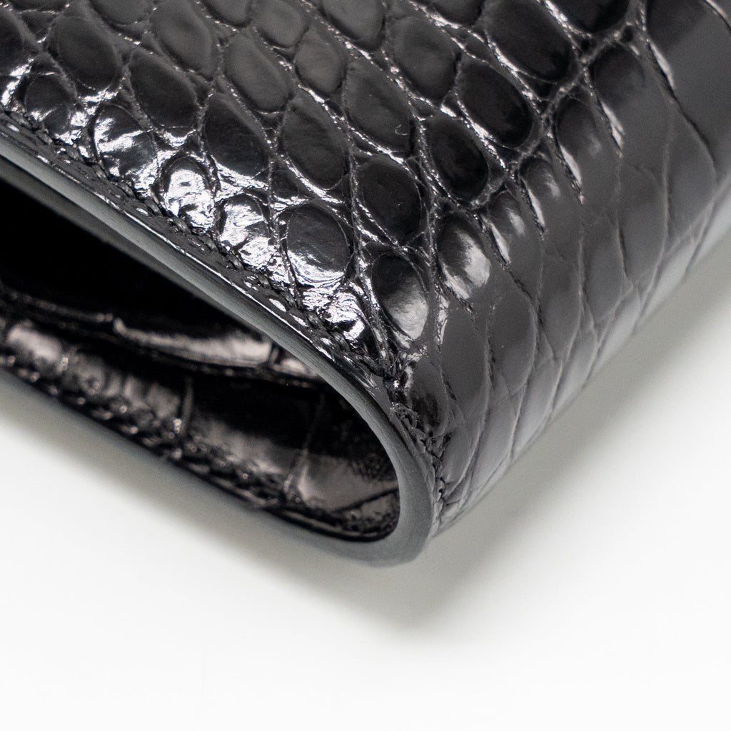 HERMES CONSTANCE TO GO ALLIGATOR MISSISSIPPIENSIS BLACK WITH BLACK HARDWARE