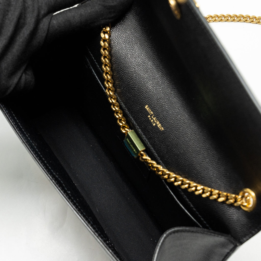 SAINT LAURENT/YSL MEDIUM KATE BAG GRAINED CALFSKIN BLACK GHW