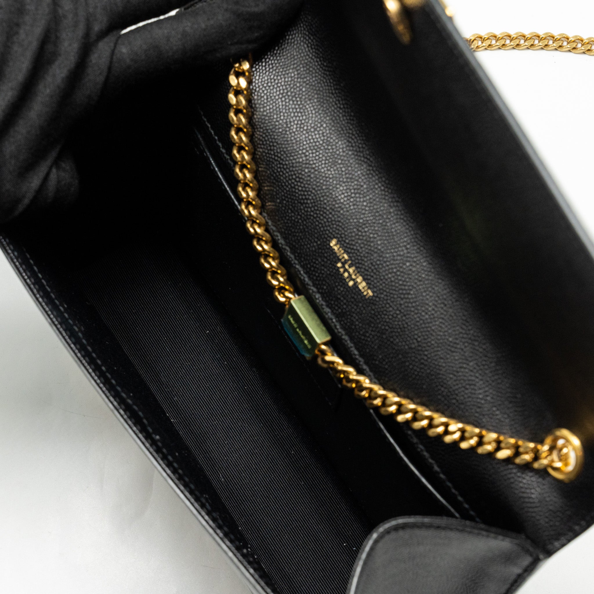 SAINT LAURENT/YSL MEDIUM KATE BAG GRAINED CALFSKIN BLACK GHW
