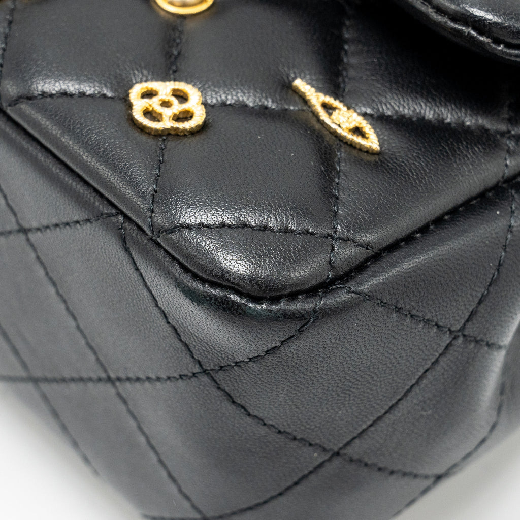 CHANEL EGYPTIAN AMULET MINI RECTANGULAR FLAP BAG LAMBSKIN BLACK GHW
