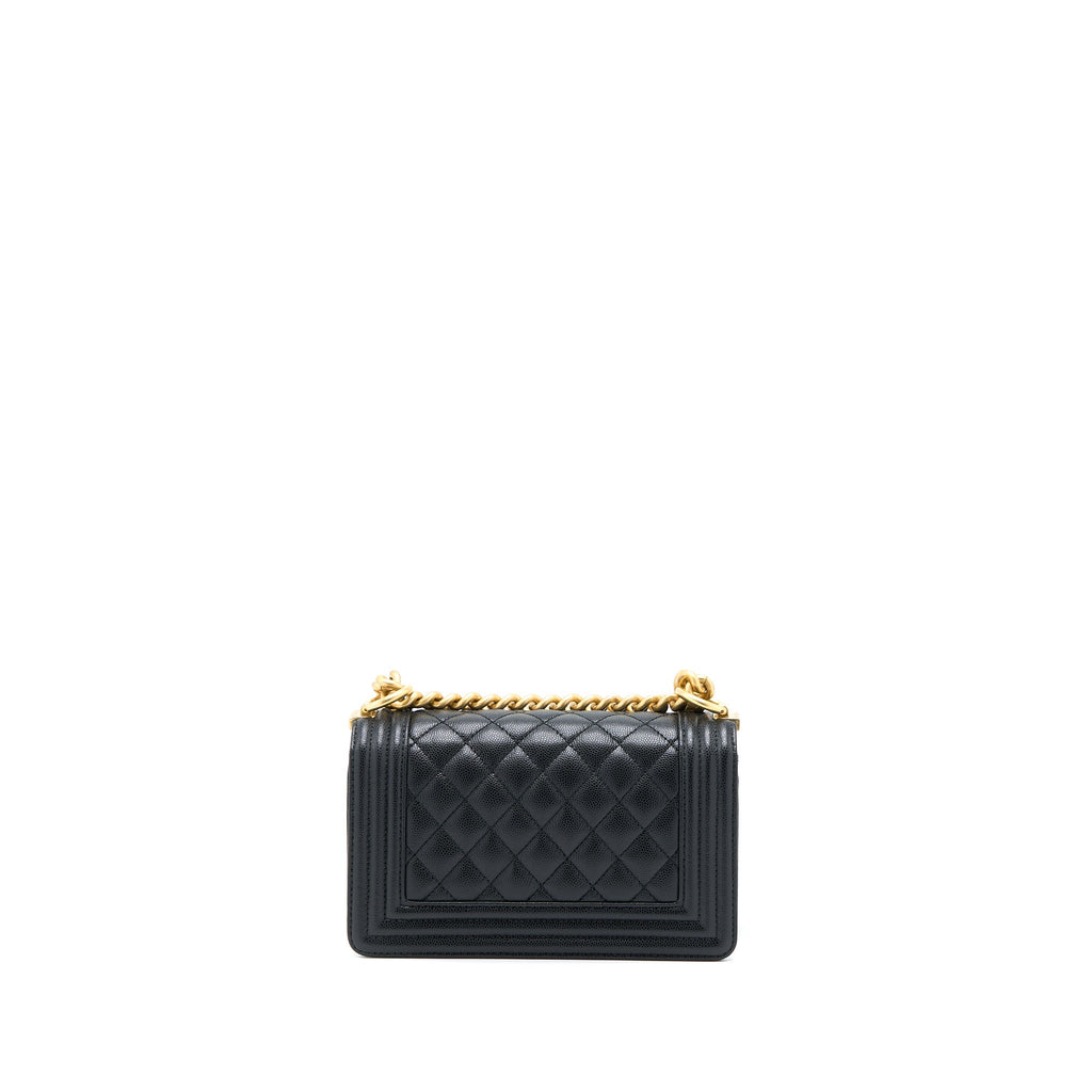 CHANEL SMALL BOY BAG CAVIAR BLACK GHW (MICROCHIP )