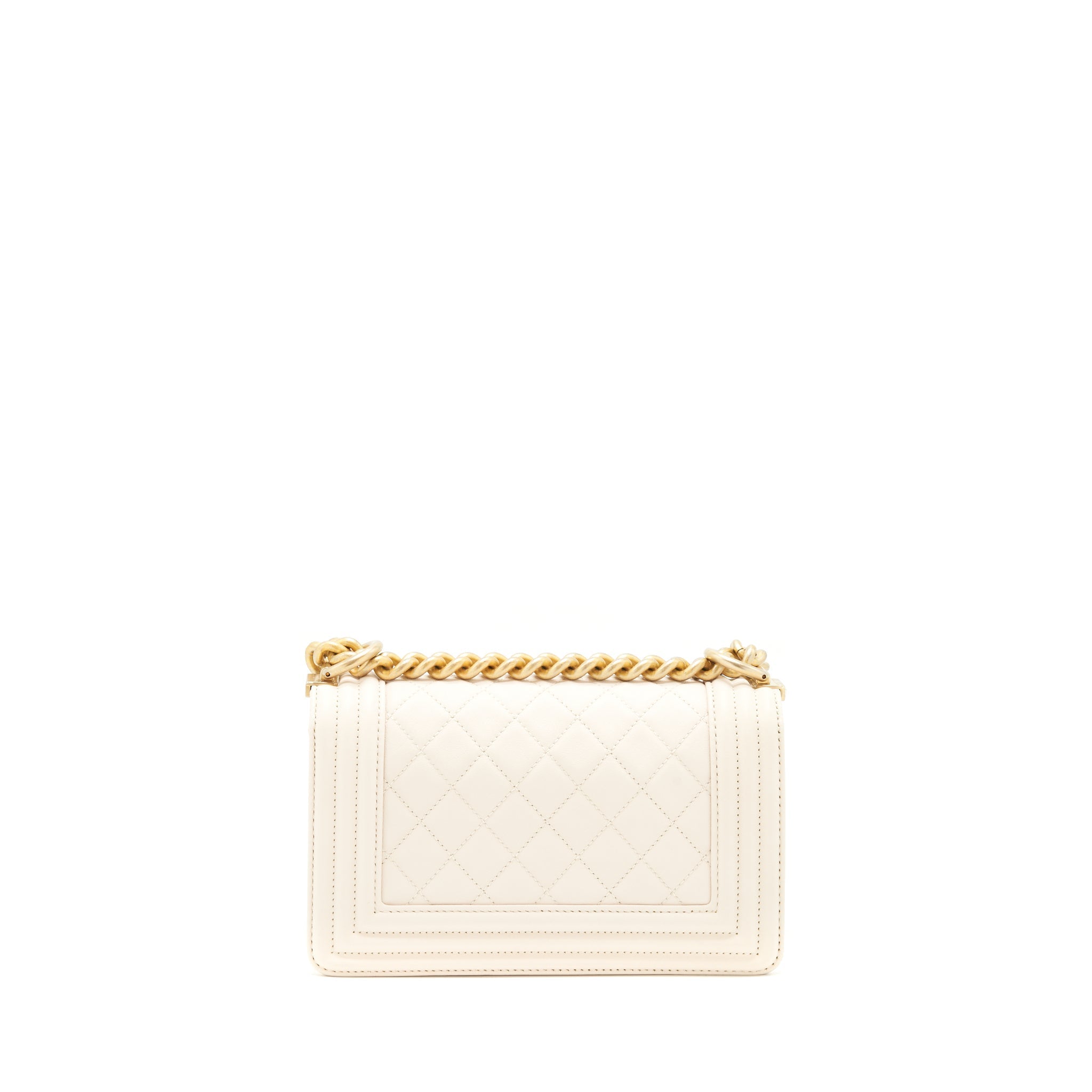 CHANEL SMALL BOY CHANEL CALFSKIN WHITE GHW
