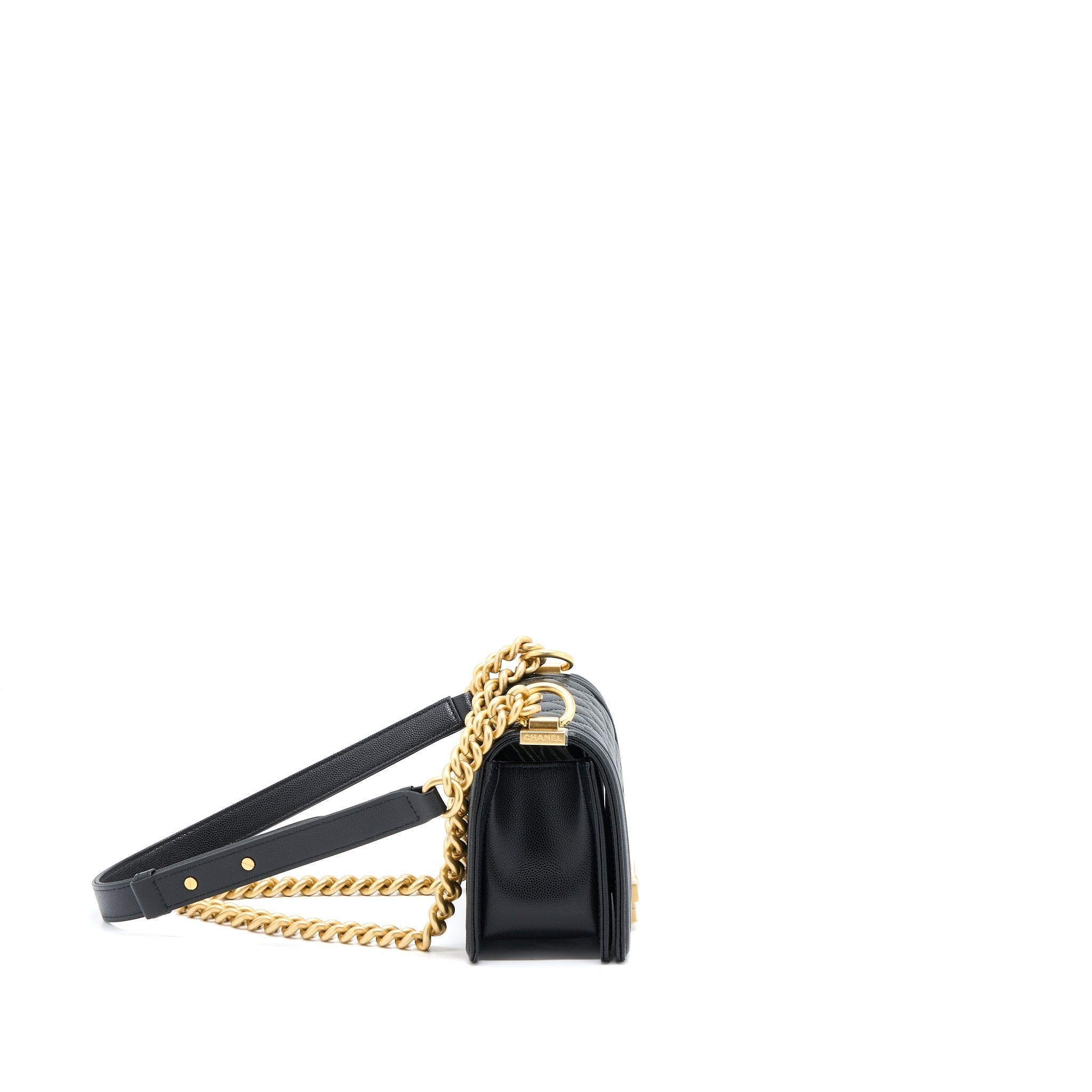 CHANEL SMALL BOY BAG CAVIAR BLACK GHW (MICROCHIP )