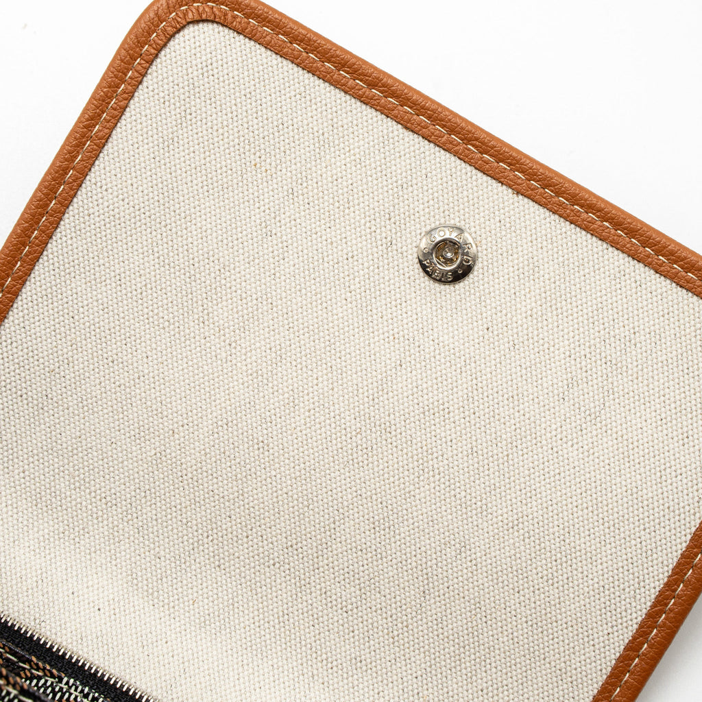GOYARD PLUMET POCKET WALLET GOYARDINE CANVAS/CALFSKIN BLACK/BROWN SHW