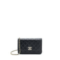 CHANEL 22S WALLET ON CHAINS WITH DETAIL CC LOGO CAVIAR BLACK LGHW