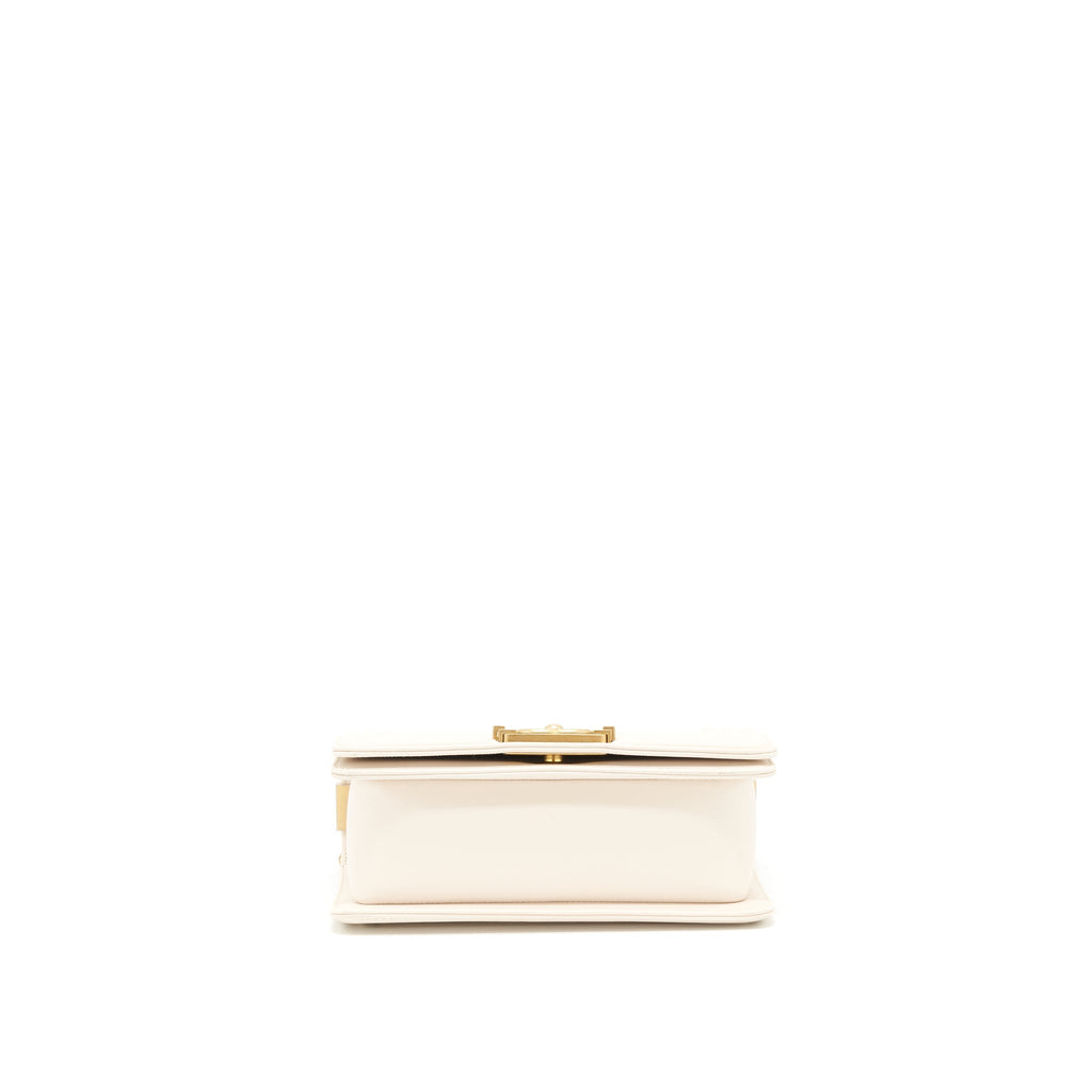 CHANEL SMALL BOY CHANEL CALFSKIN WHITE GHW