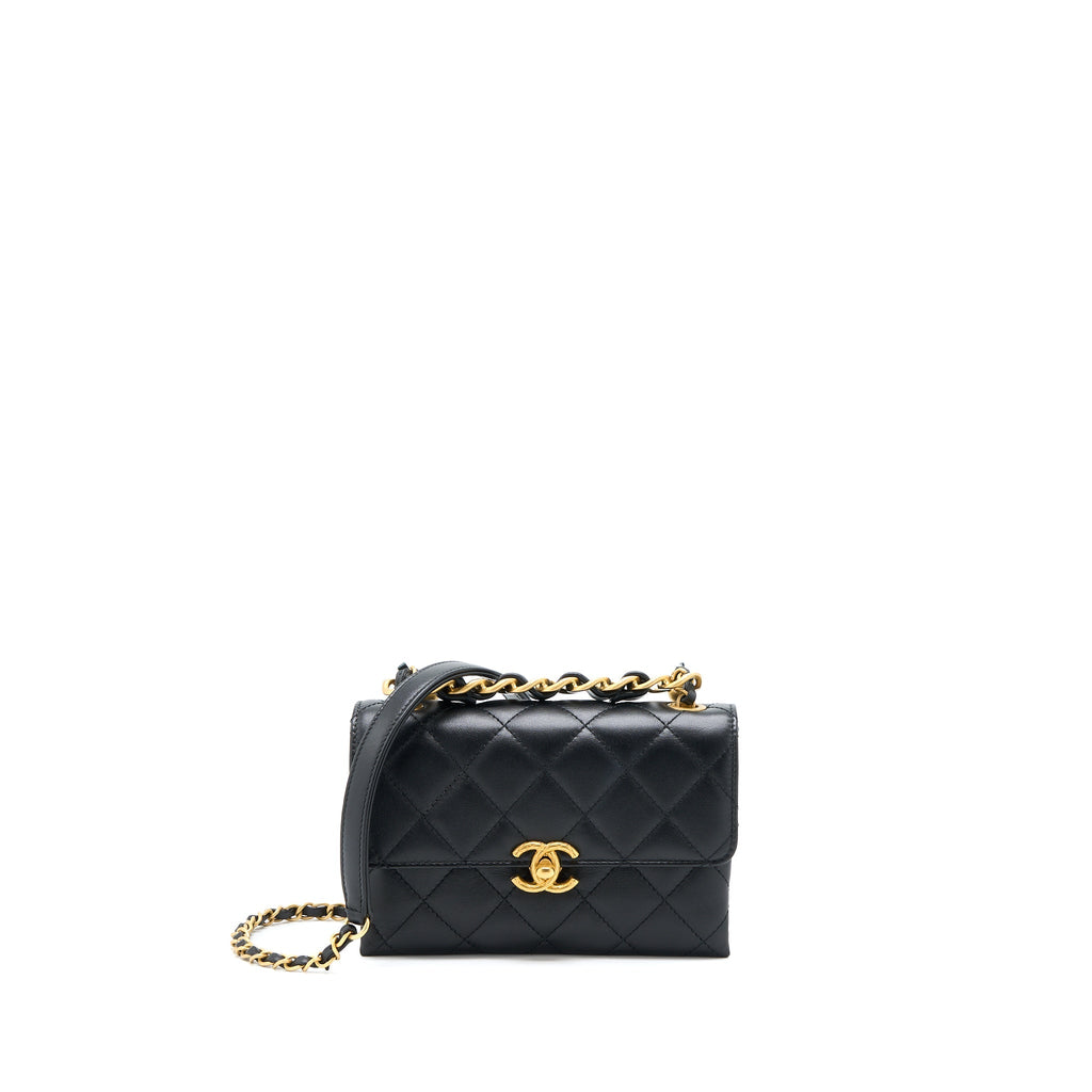 CHANEL 22S SEASONAL FLAP BAG CALFSKIN BLACK BRUSHED GHW