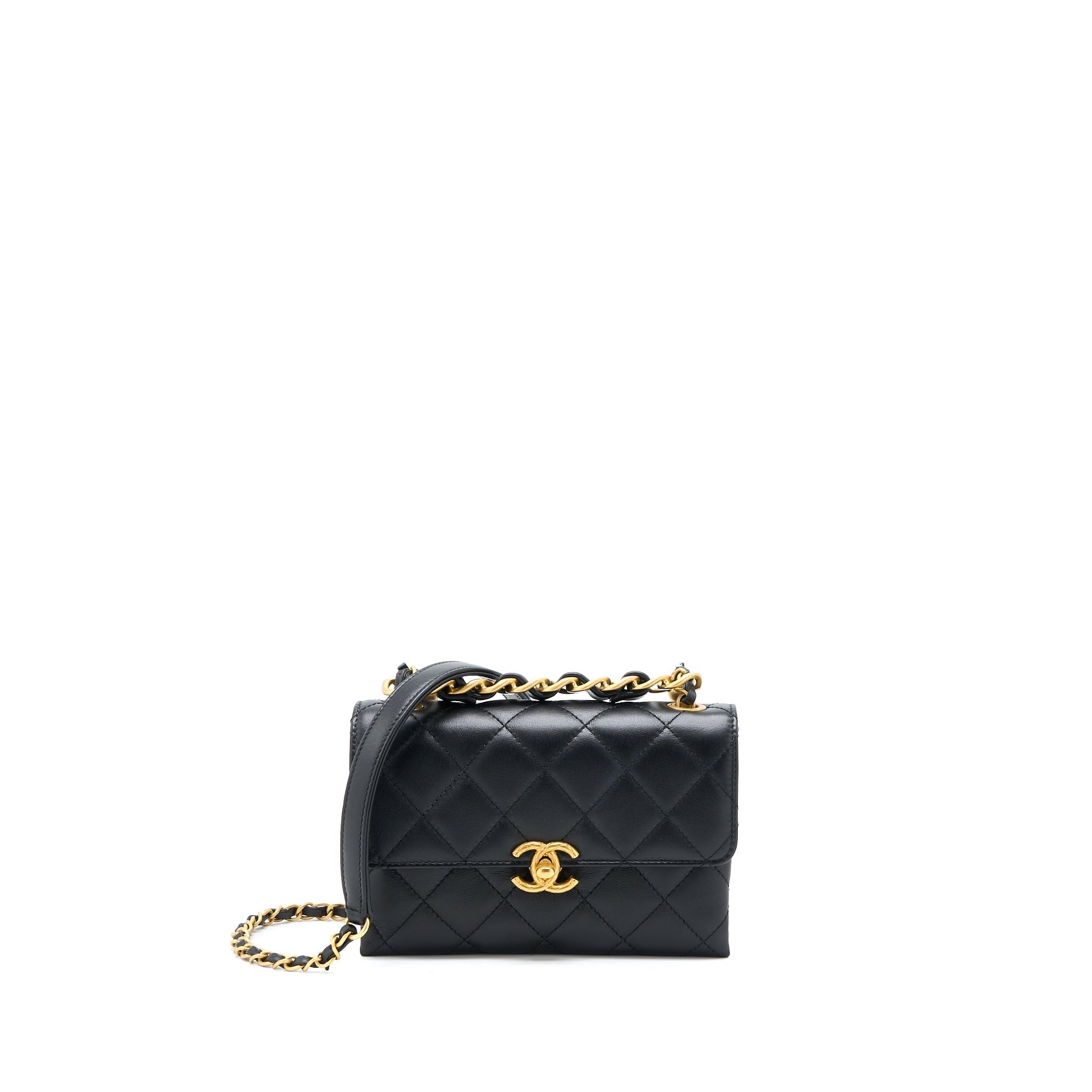 CHANEL 22S SEASONAL FLAP BAG CALFSKIN BLACK BRUSHED GHW