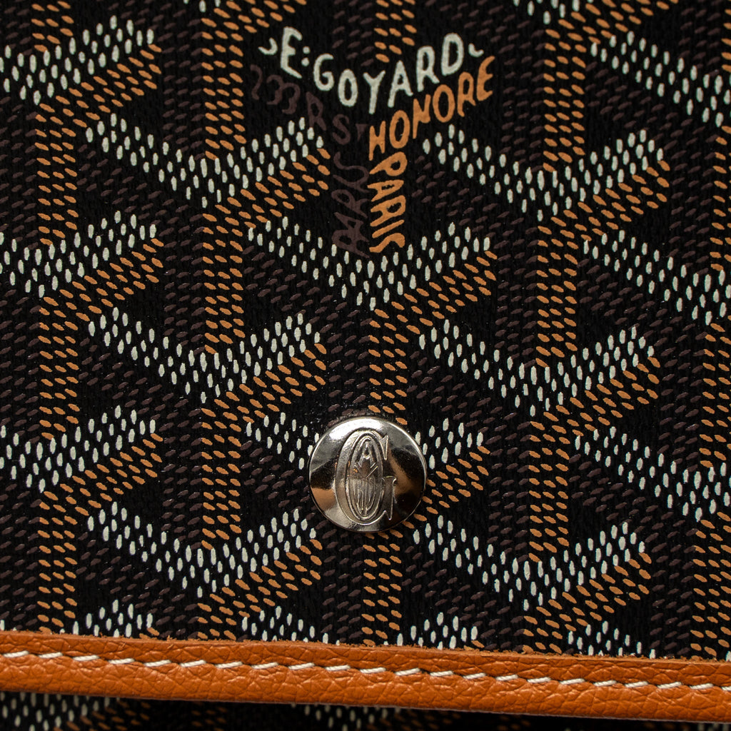 GOYARD PLUMET POCKET WALLET GOYARDINE CANVAS/CALFSKIN BLACK/BROWN SHW