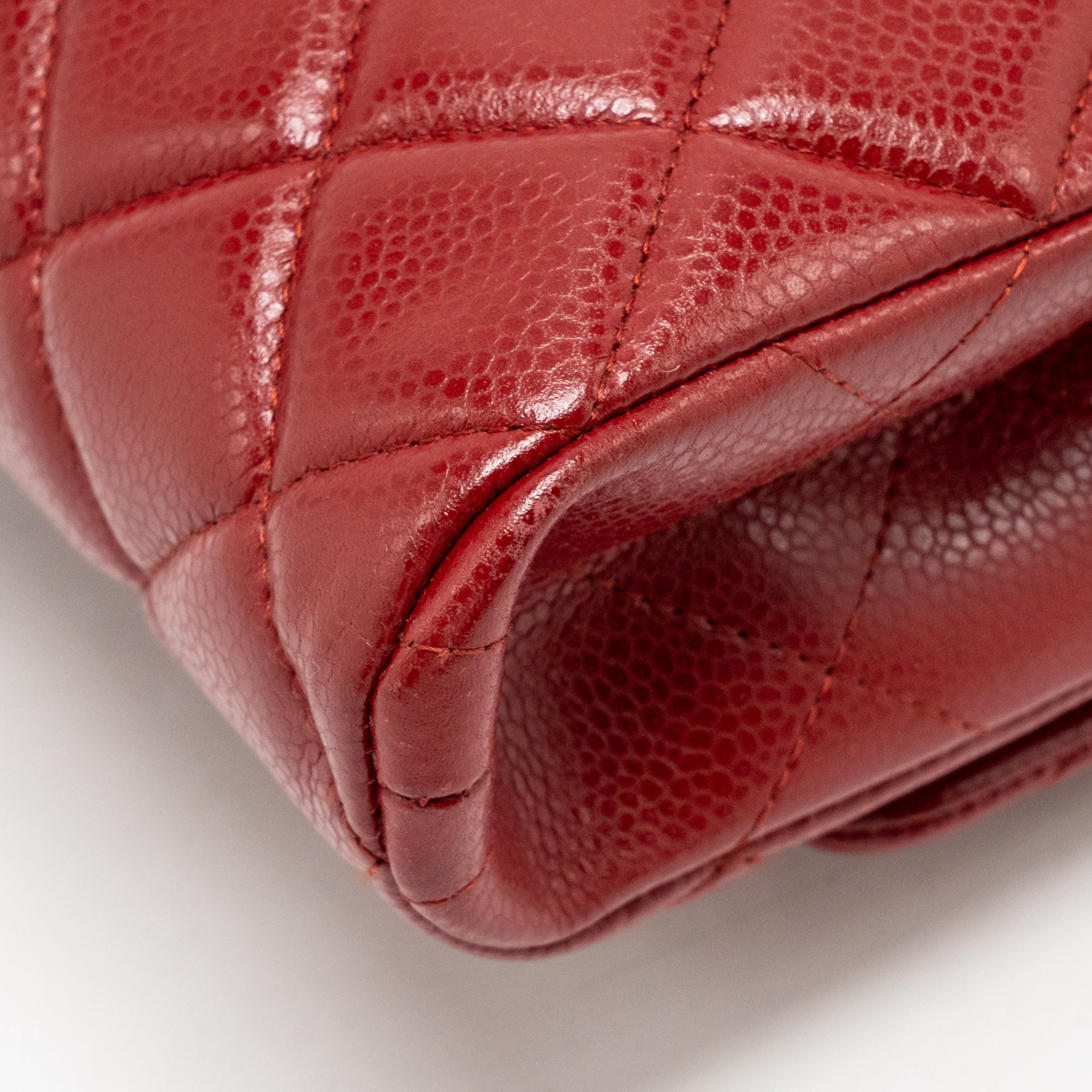 CHANEL TIMELESS FLAP CLUTCH CHAIN BAG CAVIAR RED SHW
