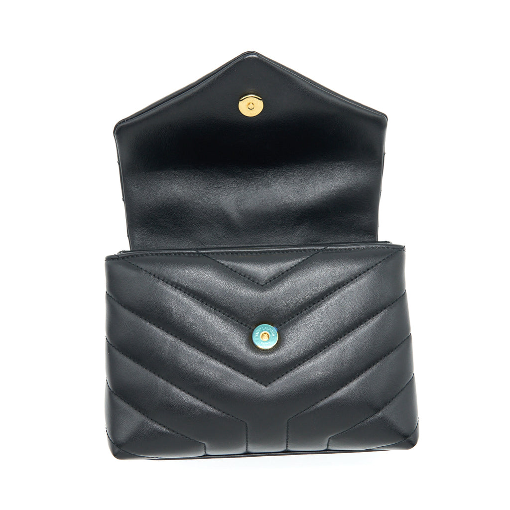SAINT LAURENT/ YSL TOY LOULOU BAG QUILTED BLACK GHW